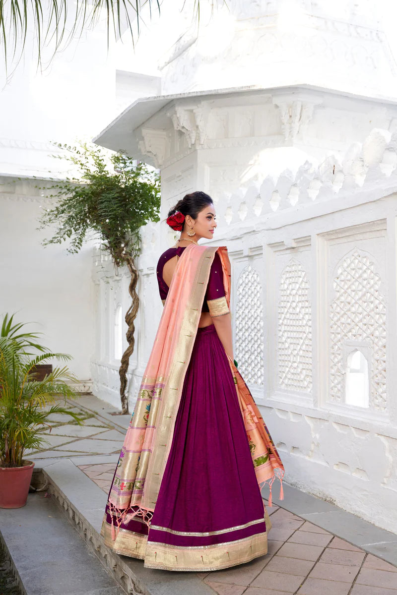 Vichitra Silk Lehenga Choli With Plain Work | Ready To Wear