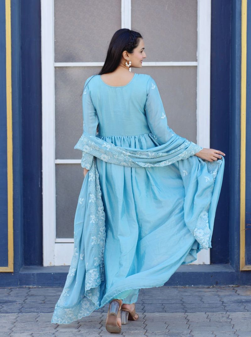 Chinon Lehenga Suit With Embroidery Work | Ready To Wear