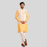 Yellow Jacket with Kurta Pajama Set | Jodhpuri Print