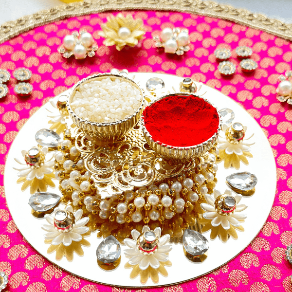 Aashray Pearl Luminous Aarti Thali - India shopping