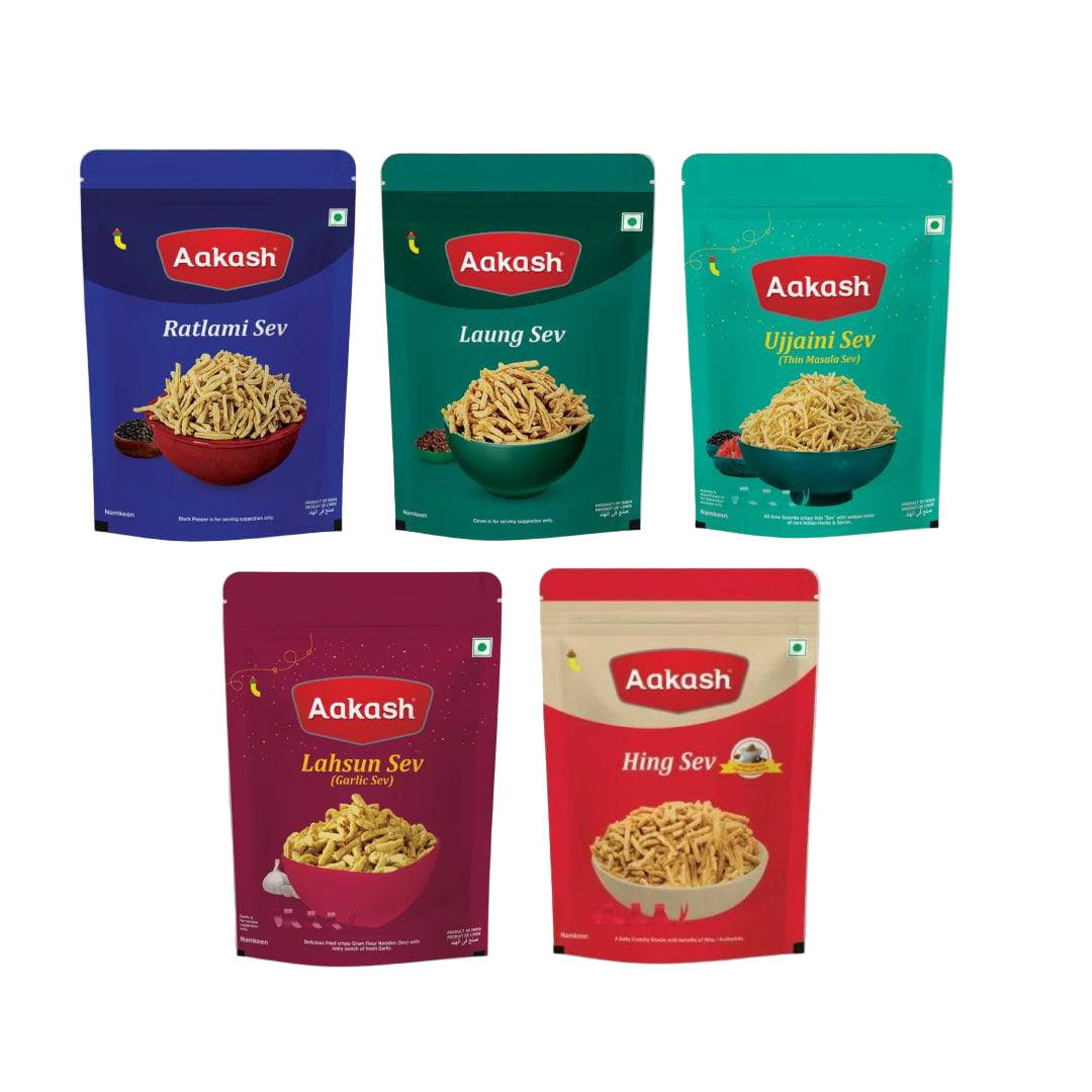 Akash Sev Combo (Pack of 5) 350g each - 1750 gms - India shopping