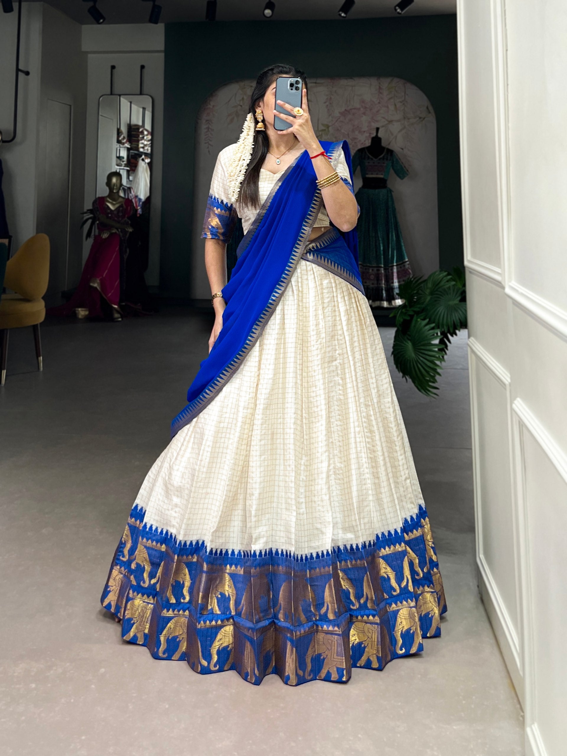 Kalyani Cotton Lehenga Choli Paired with Flowing Georgette Dupatta