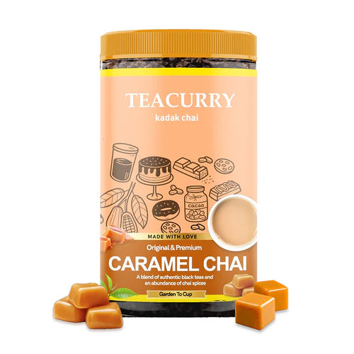 Caramel Chai - 100% Natural Caramel Flavoured Chai Tea for Digestion and Energy, Refreshing & Tasteful- 200 gms