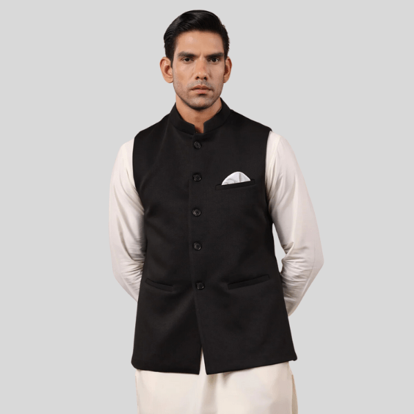 Black Color Plain Waist Coat For Men - India shopping
