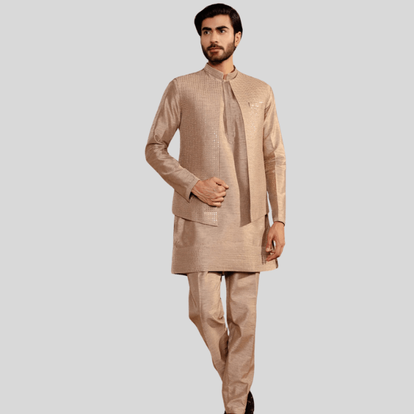 Jodhpuri Embroidery Jacket With Kurta Pajama Set - Main Image