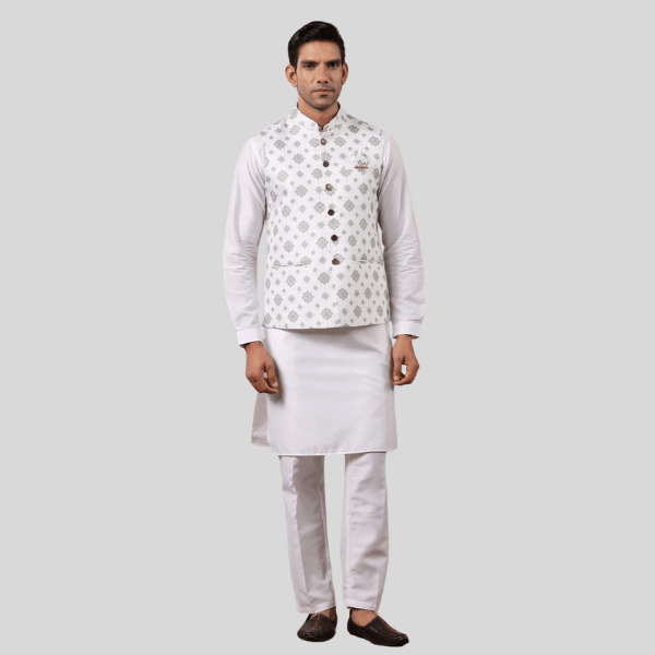 Waist Coat For Men | White Green Color - India shopping