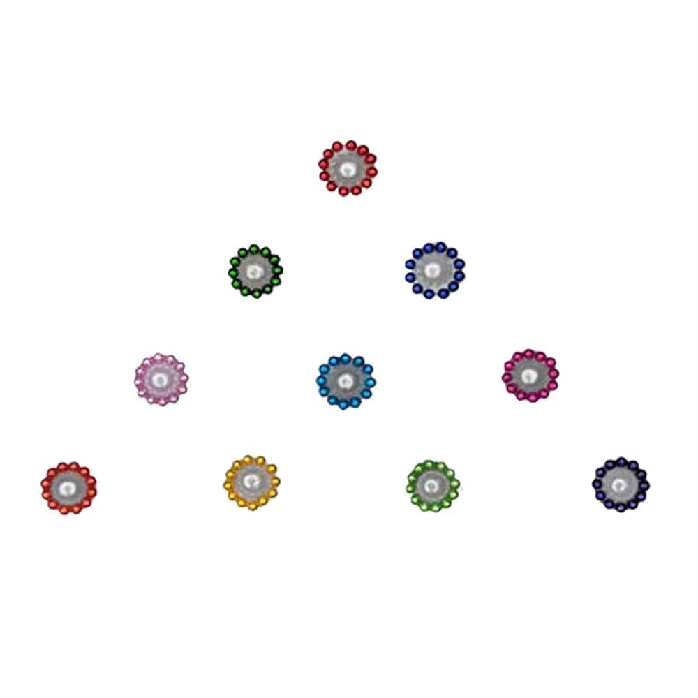 Comet Busters Small Pearl Bindis With Colored Border (BIN478) - India shopping