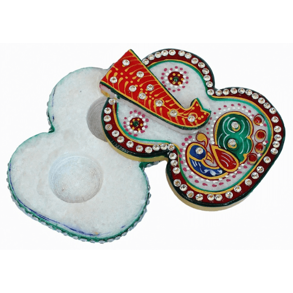 Crafticia Marble Ganesh Kumkum Chopda For Roli Chawal - India shopping