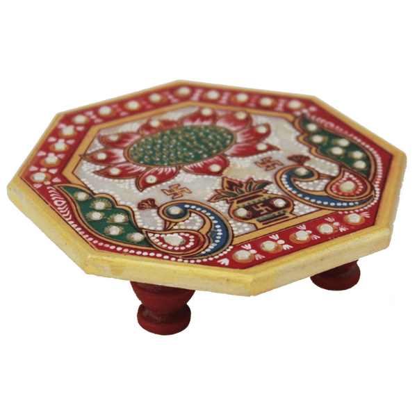 Crafticia Marble Octagonal Chowki For Home Decor - India shopping