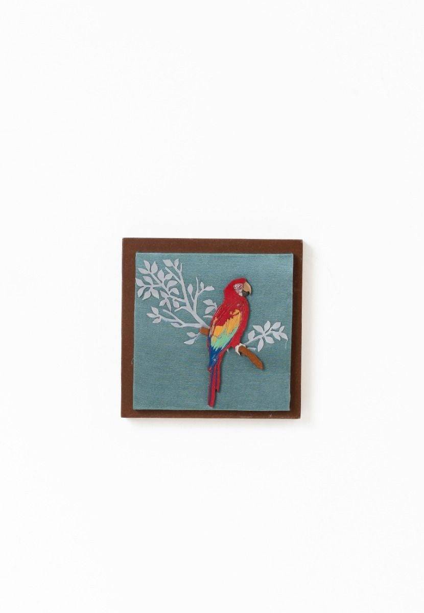 Blue Colour Hand-Painted Parrot Wall Frame - Aluminum Cutout - India shopping