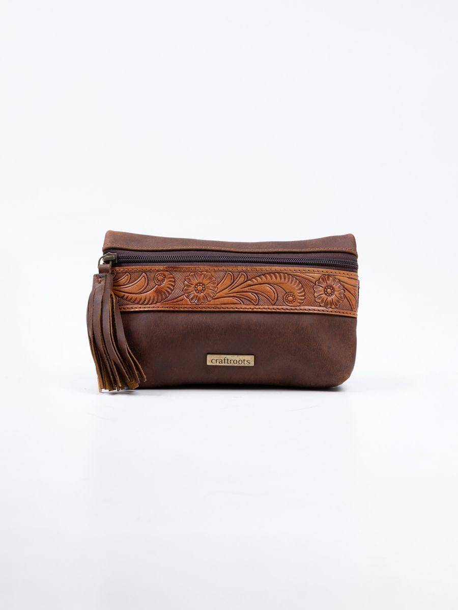 Brown Wristlet Leather Bag - India shopping