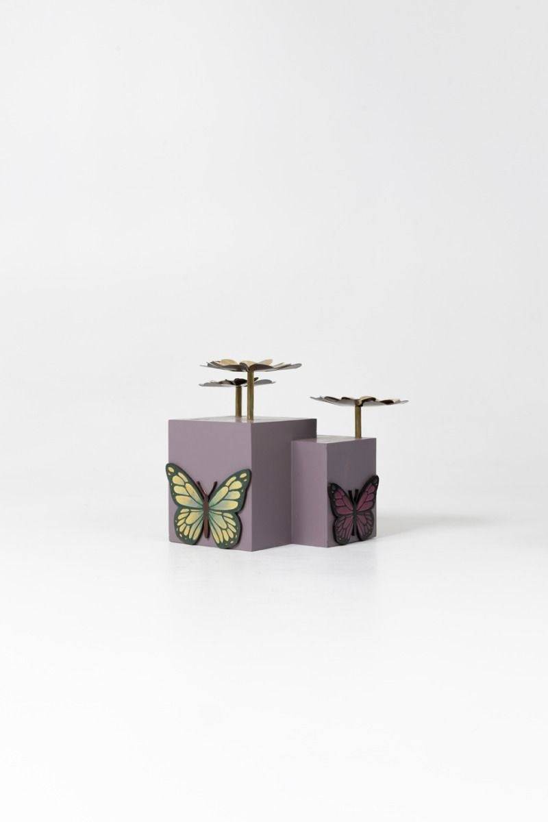 Candle Stand with Butterfly Motif - India shopping