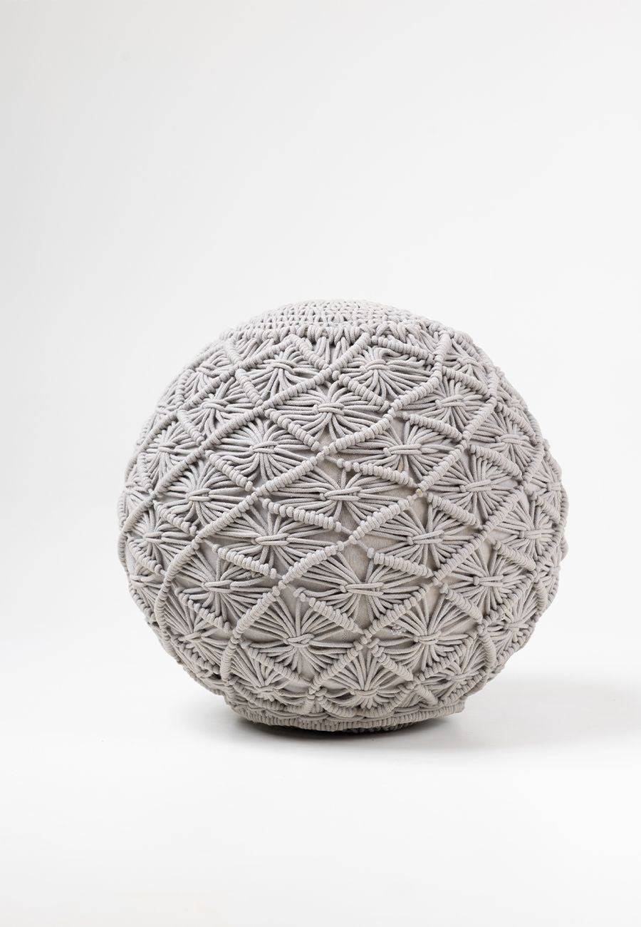Geometric Macrame Pouf - India shopping