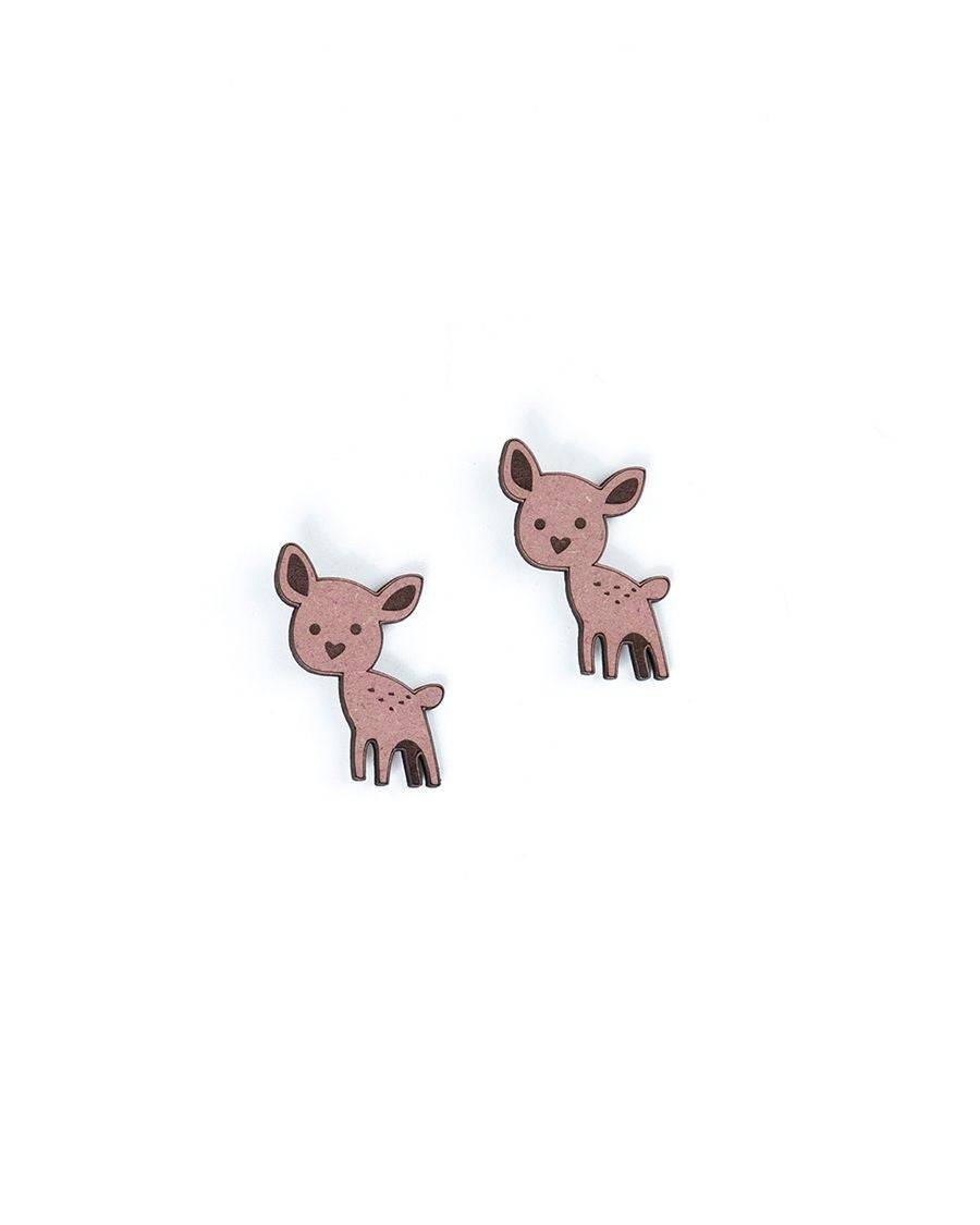 Natural MDF Deer Brooch (Set of 2) - India shopping