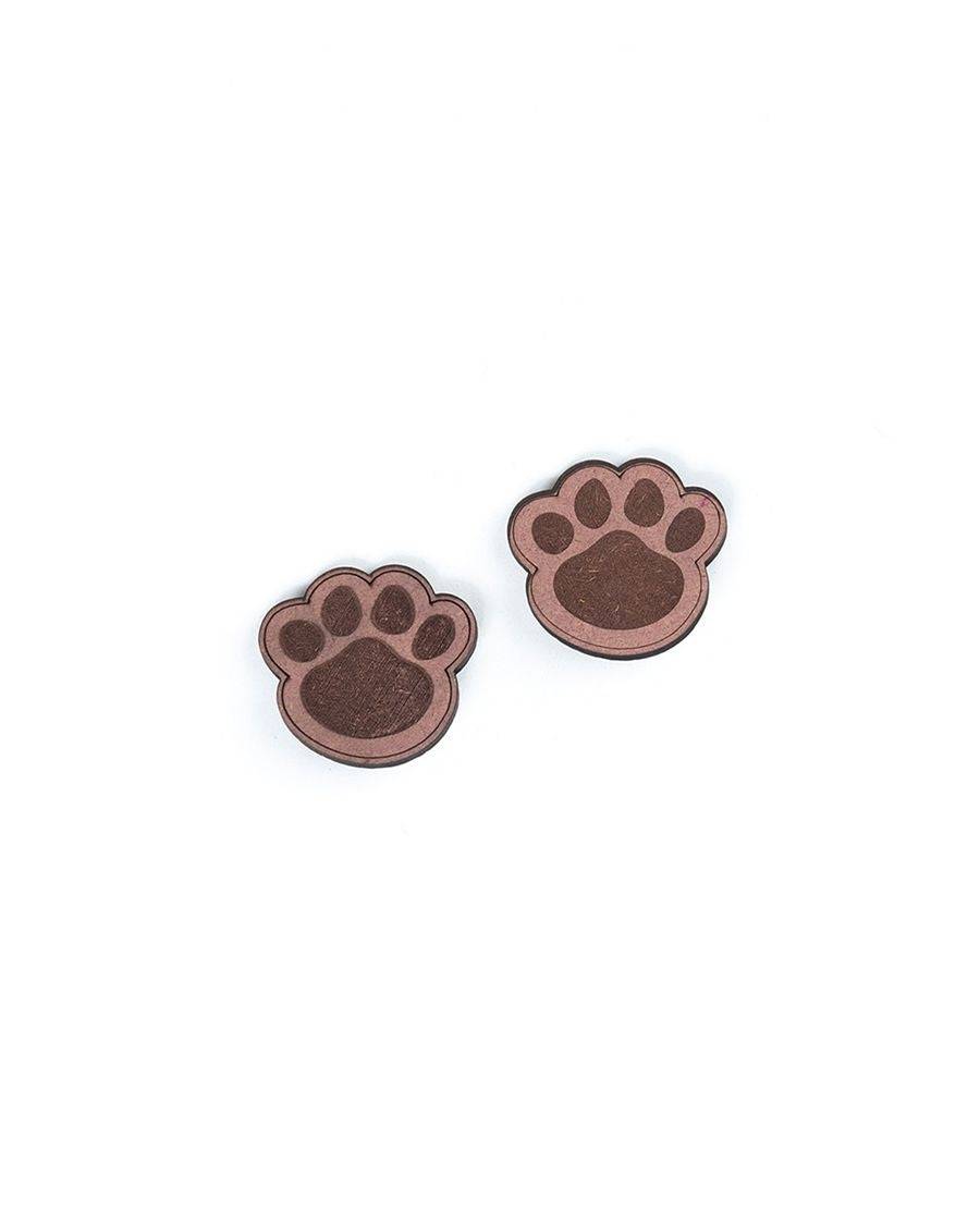 Natural MDF Dog Paw Brooch (Set of 2) - India shopping