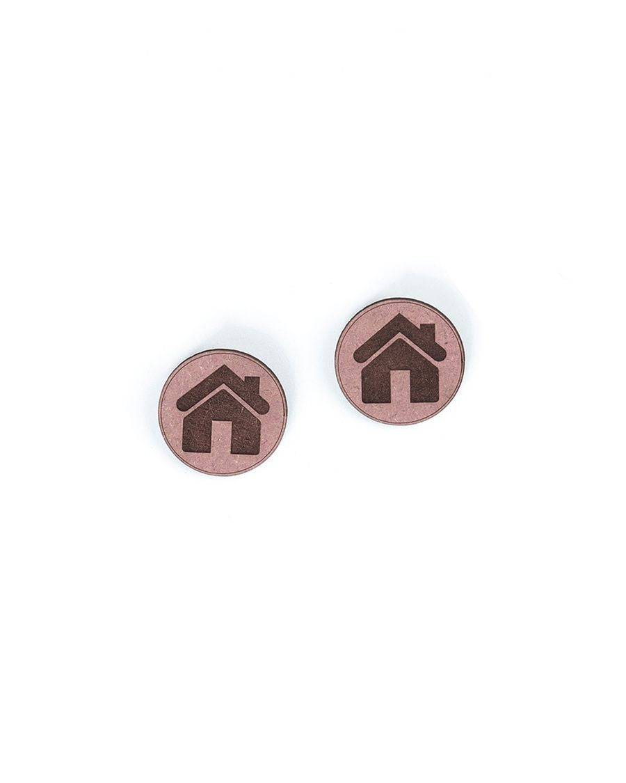 Natural MDF House Brooch (Set of 2) - India shopping