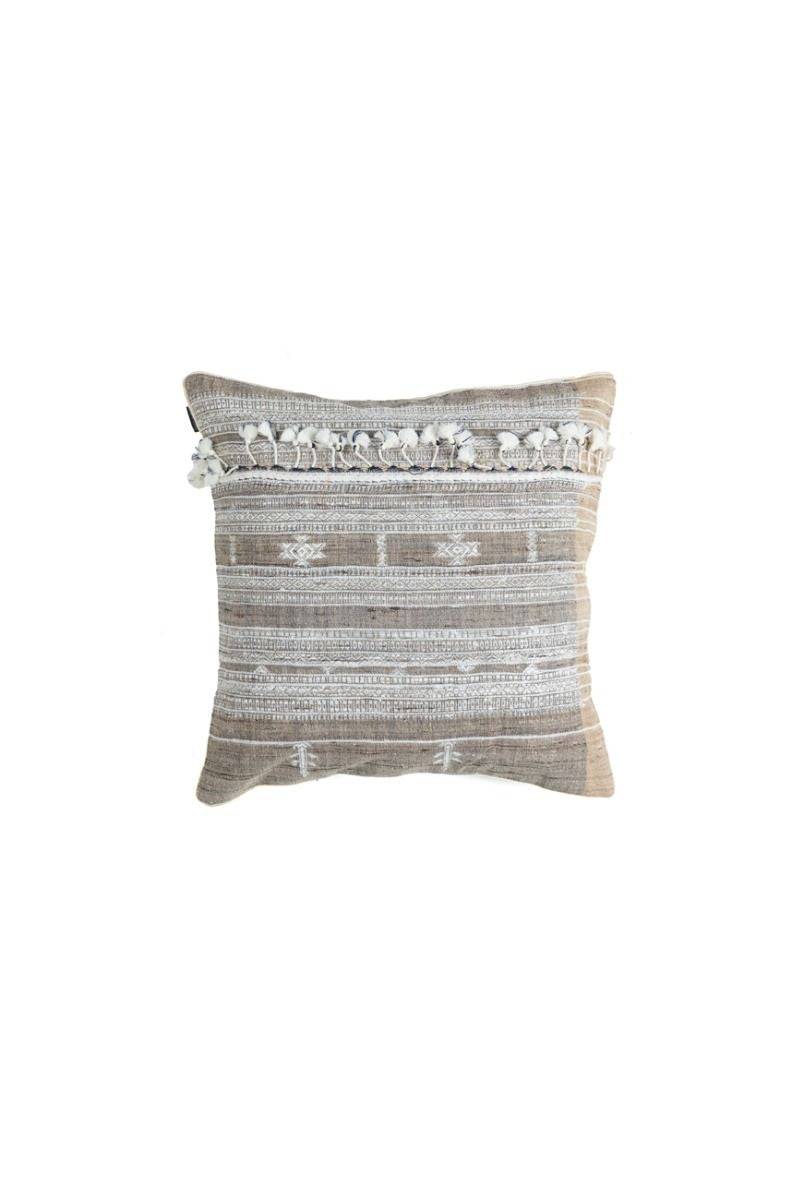 Gray Bhujodi Handwoven Cotton Cushion Cover - India shopping