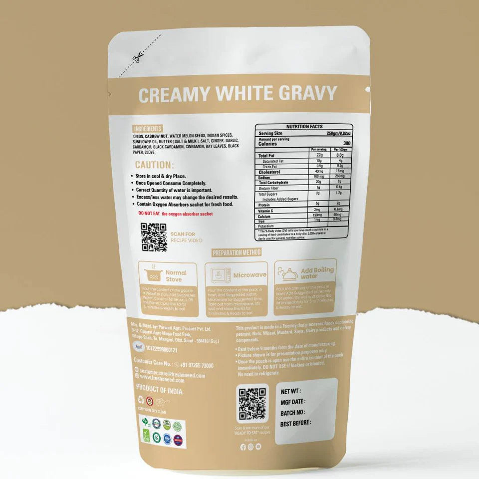 Fresh O Need Creamy White Gravy - Ready To Eat 250 gms