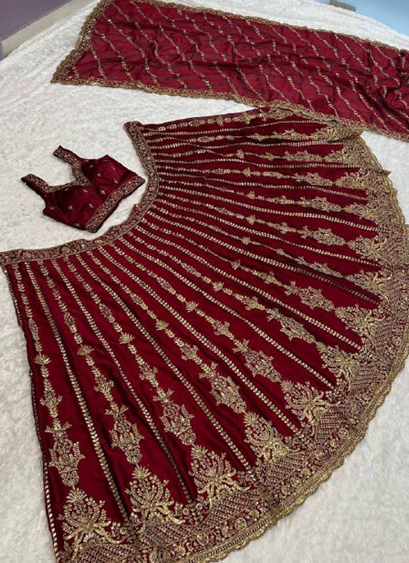 Maroon Kasturi Silk Lehenga Choli With Sequin Work | Ready To Wear