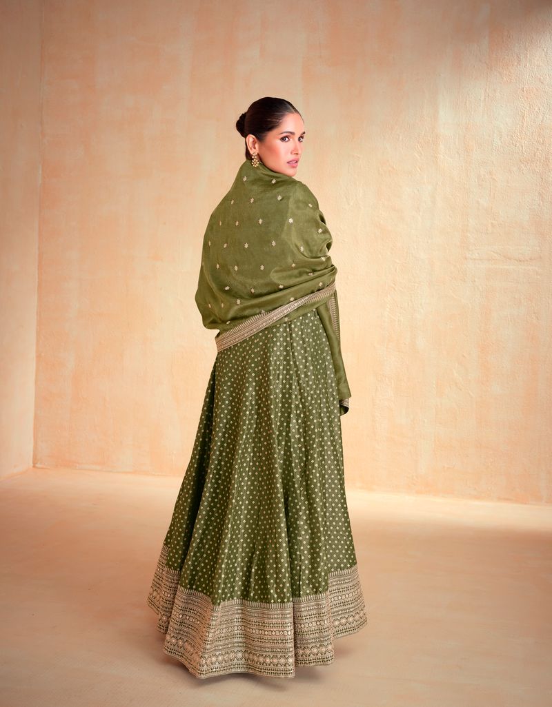 Jacquard Lehenga With Embroidery Work | Ready To Wear