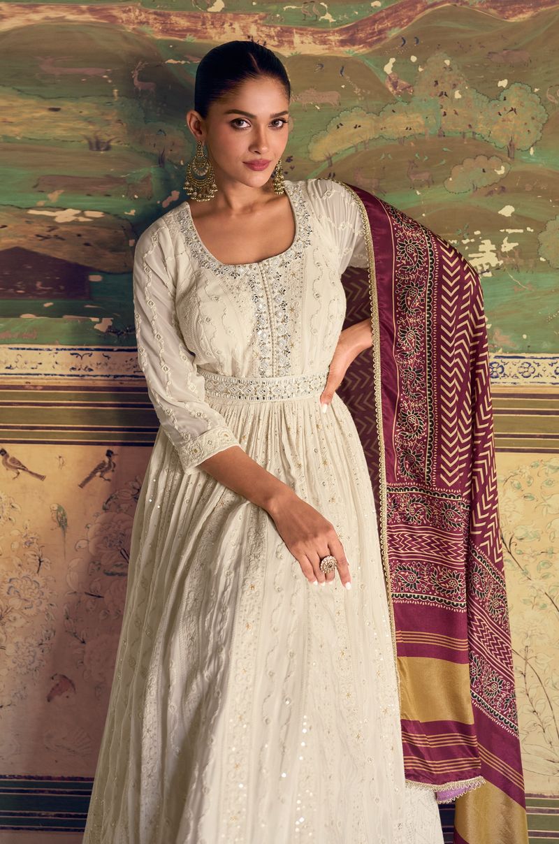 White Suit With Embroidery Work | Ready To Wear