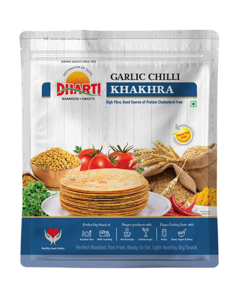 Dharti Namkeen Garlic Chilli Khakhra 500 gms - India shopping