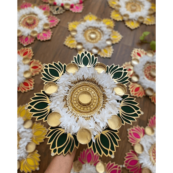 Beautiful Lotus rangoli | Green Lotus - India shopping