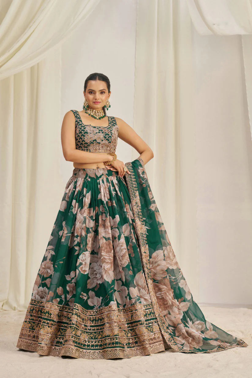 Organza Silk Lehenga Choli With Zari Dori Sequins Work | Ready To Wear