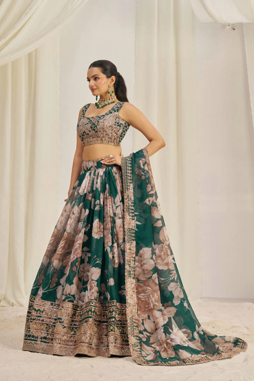 Organza Silk Lehenga Choli With Zari Dori Sequins Work | Ready To Wear