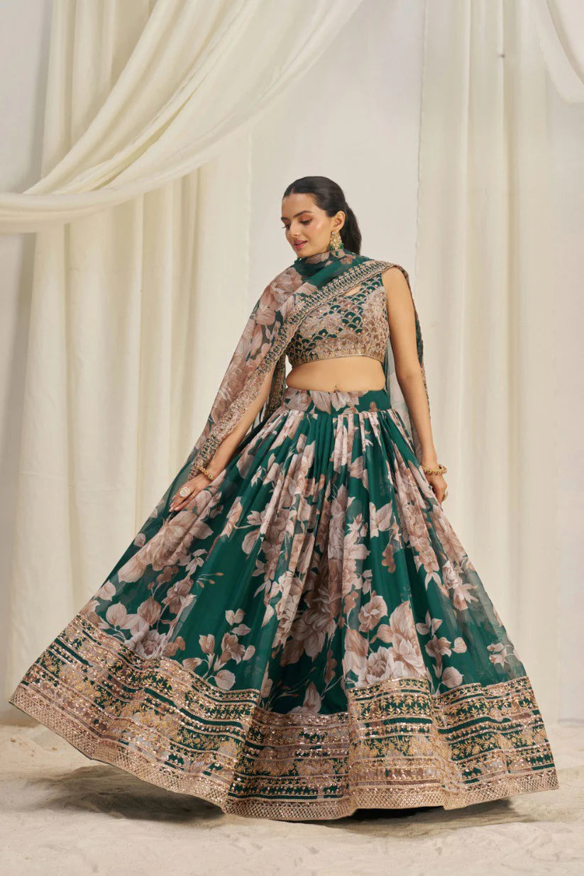 Organza Silk Lehenga Choli With Zari Dori Sequins Work | Ready To Wear