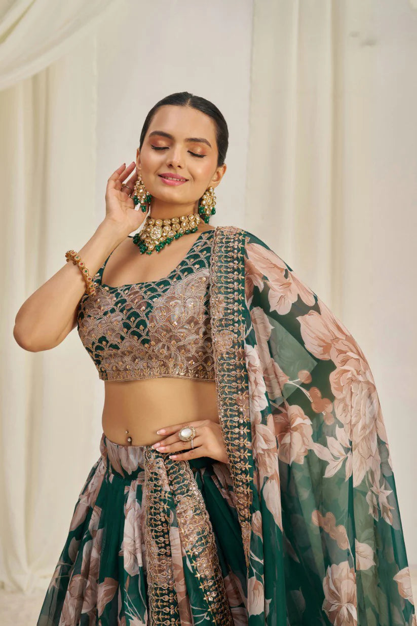 Organza Silk Lehenga Choli With Zari Dori Sequins Work | Ready To Wear