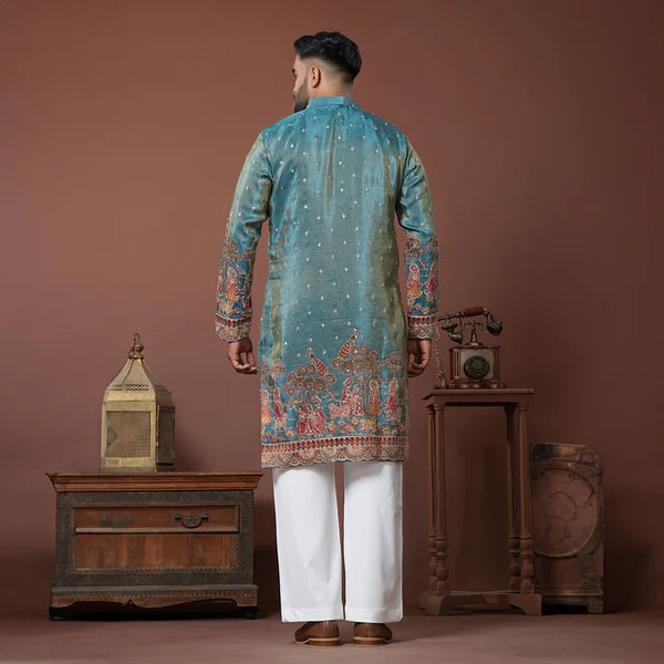 Meraki Ethnic Peacock Court Kurta Pajama | Ready To Wear