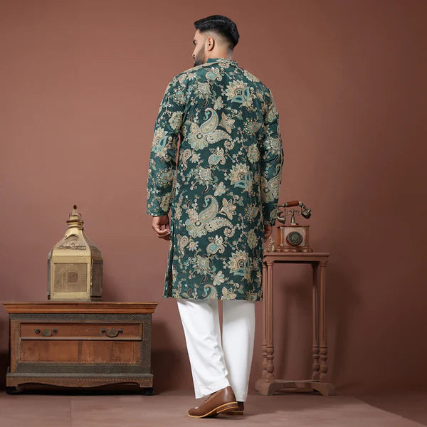 Meraki Ethnic Emerald Elegance Kurta Pajama | Ready To Wear