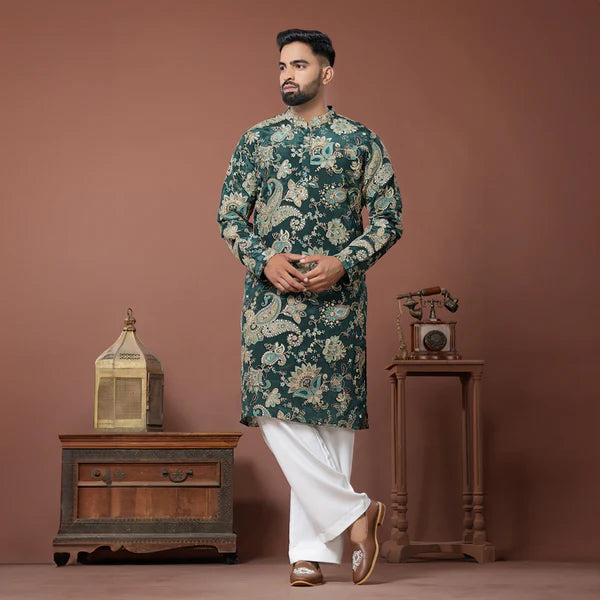 Meraki Ethnic Emerald Elegance Kurta Pajama | Ready To Wear