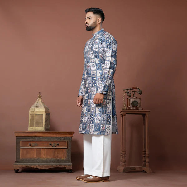 Meraki Ethnic Maharaja Print Kurta Pajama | Ready To Wear