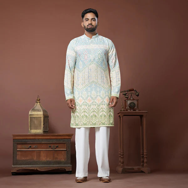 Meraki Ethnic Pastel Heritage Kurta Pajama | Ready To Wear