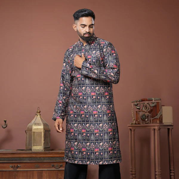Meraki Ethnic Vintage Frames Kurta Pajama | Ready To Wear