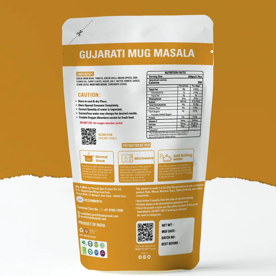 Fresh O Need Gujarati Mug Masala - Ready To Eat 220 gms