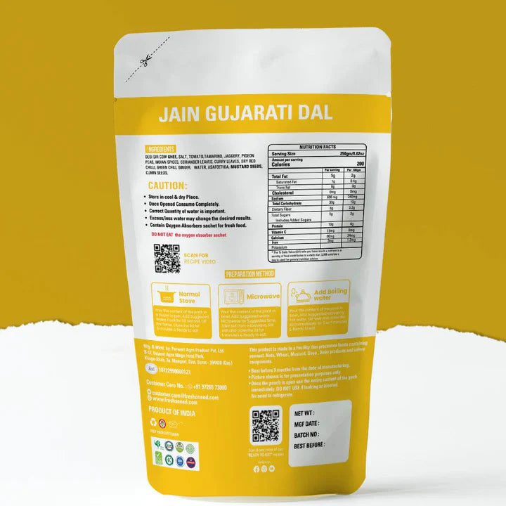 Fresh O Need Gujarati Dal (Without Onion & Garlic) - Ready To Eat 250 gms