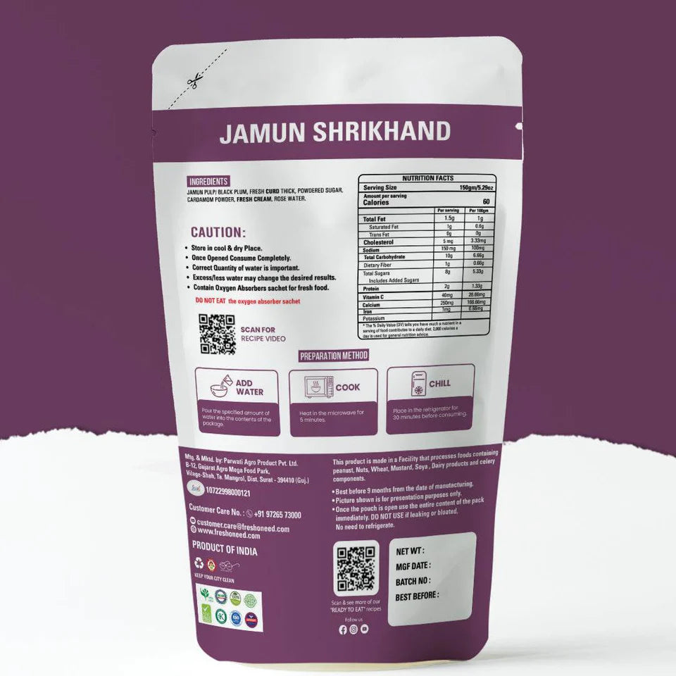 Fresh O Need Jamun Shrikhand - Ready To Eat 150 gms
