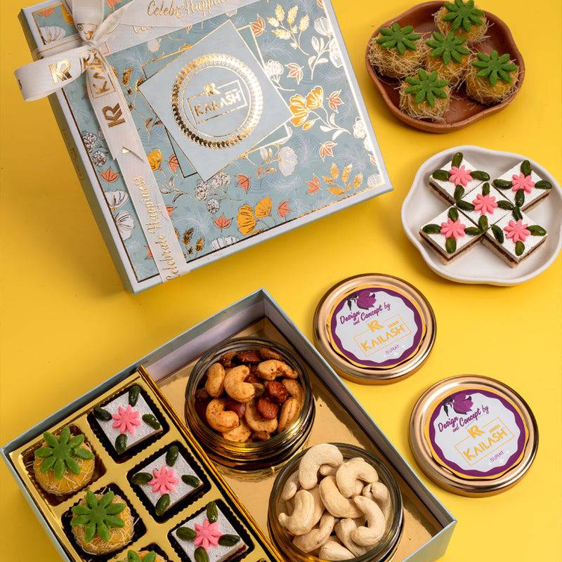 Kailash Sweets & Snacks Floral Sweets & Dry Fruit Box - India shopping