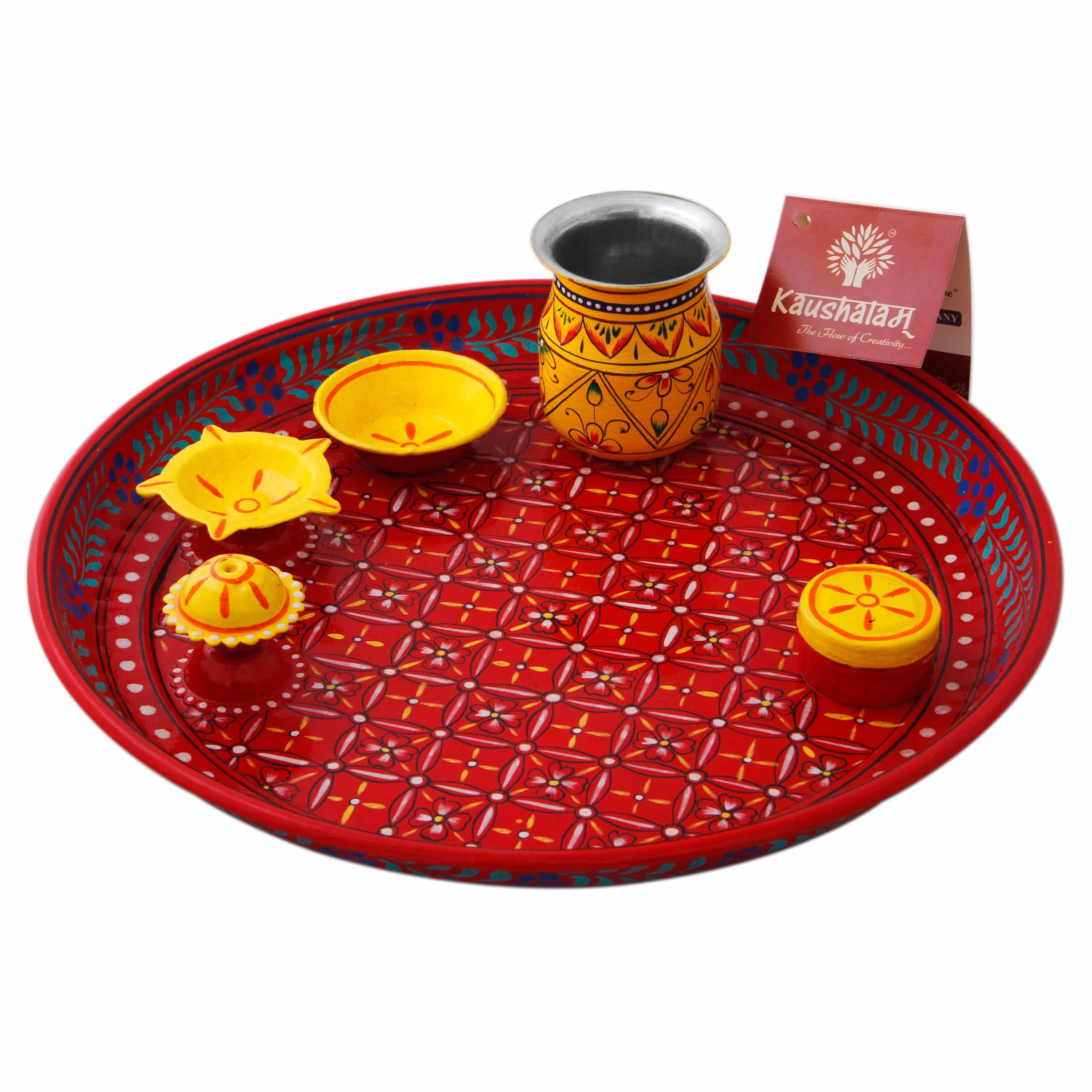 Hand Painted Puja Thali - India shopping