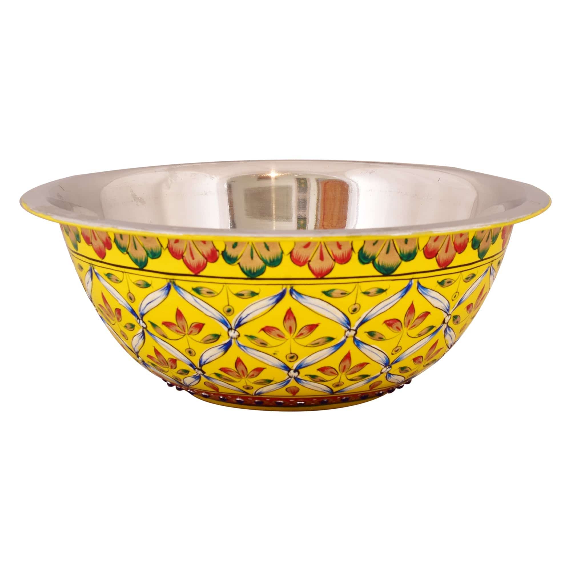 Hand painted serving bowl: Yellow Salad Bowl - India shopping
