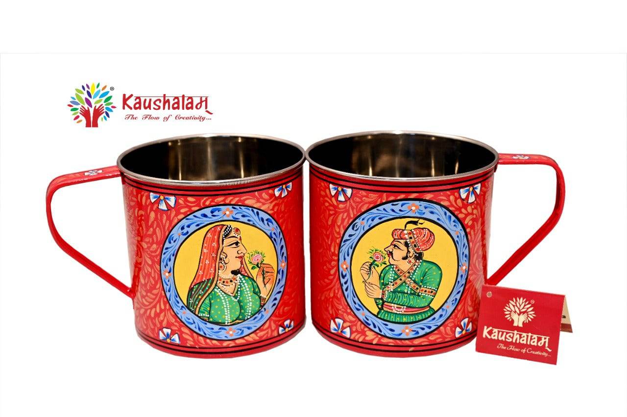 Hand Painted Tea Cups Set 4: King & Queen - India shopping
