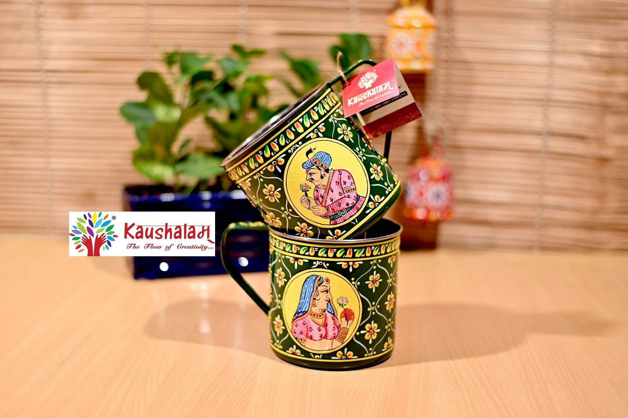 Hand Painted Tea Cups Set of 4 : King & Queen - India shopping