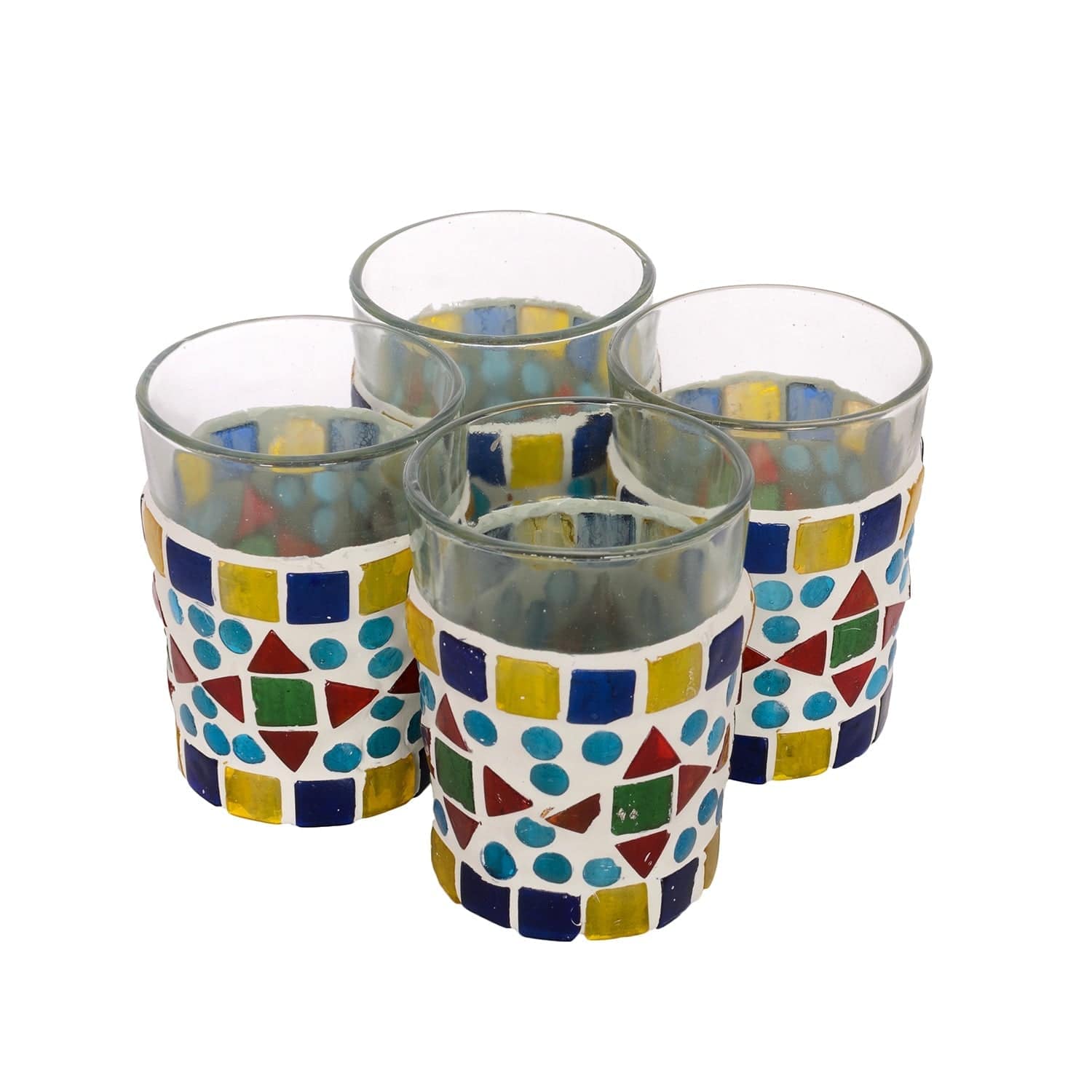 Hand Painted Tea Glass Set of 4 : Multi Color - India shopping
