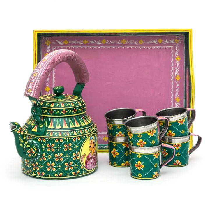 Hand Painted Tea Set : King- Queen - India shopping