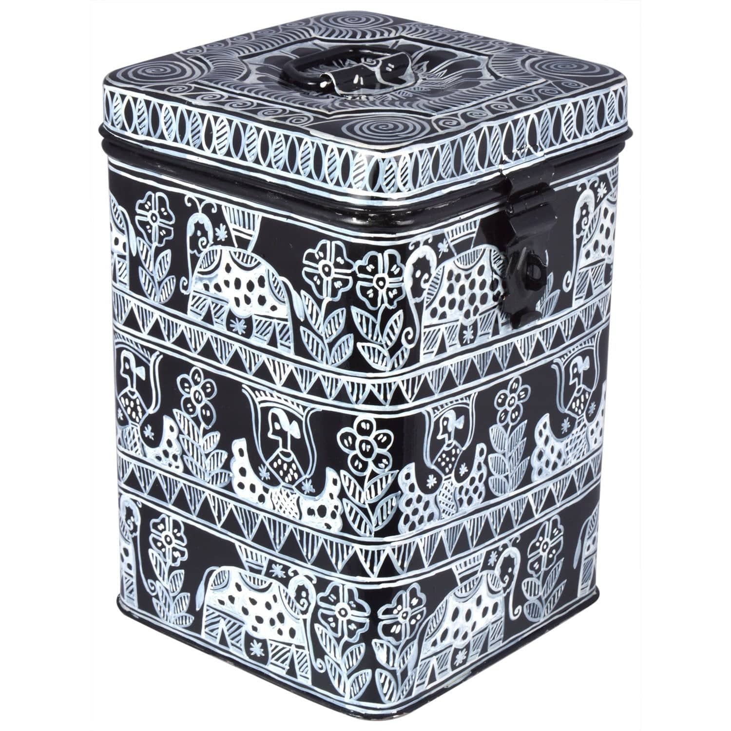 Kaushalam Hand Painted Canister - Ukiyo - India shopping