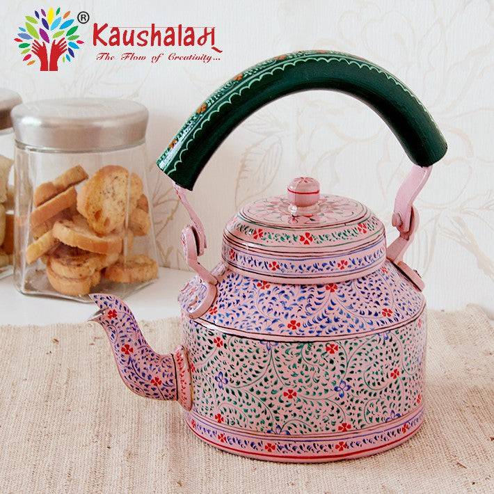 Kaushalam Hand painted tea kettle : Pink City, Festive Gift, Gift for Her, Christmas morning tea pot - India shopping