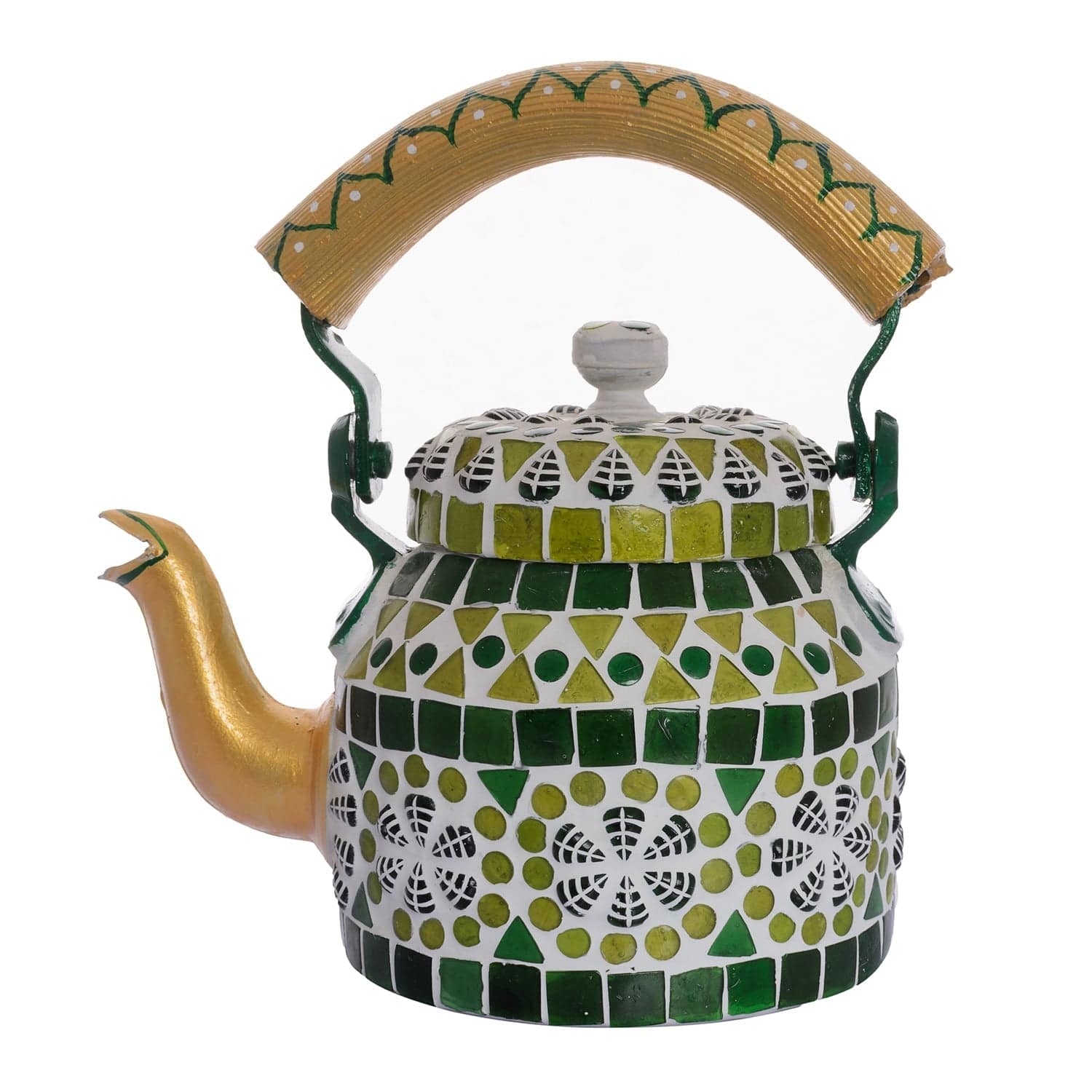 KAUSHALAM MOSAIC TEA KETTLE : GREEN - India shopping